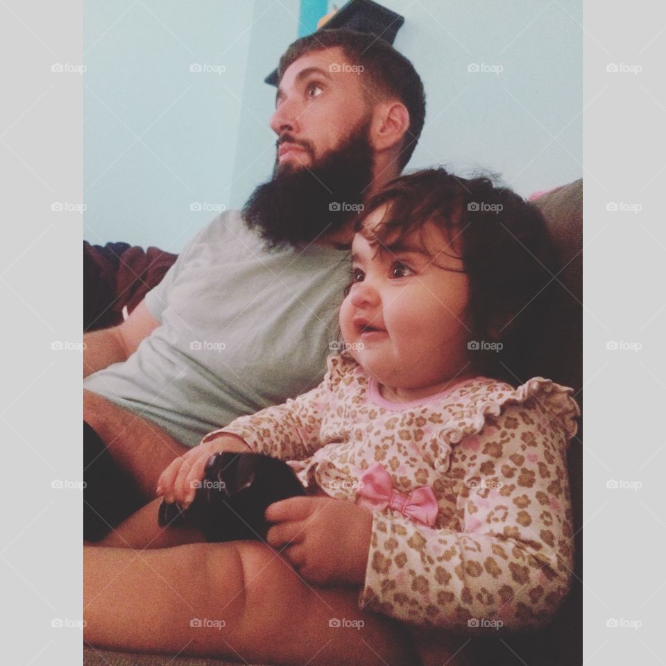 Close-up of father and daughter