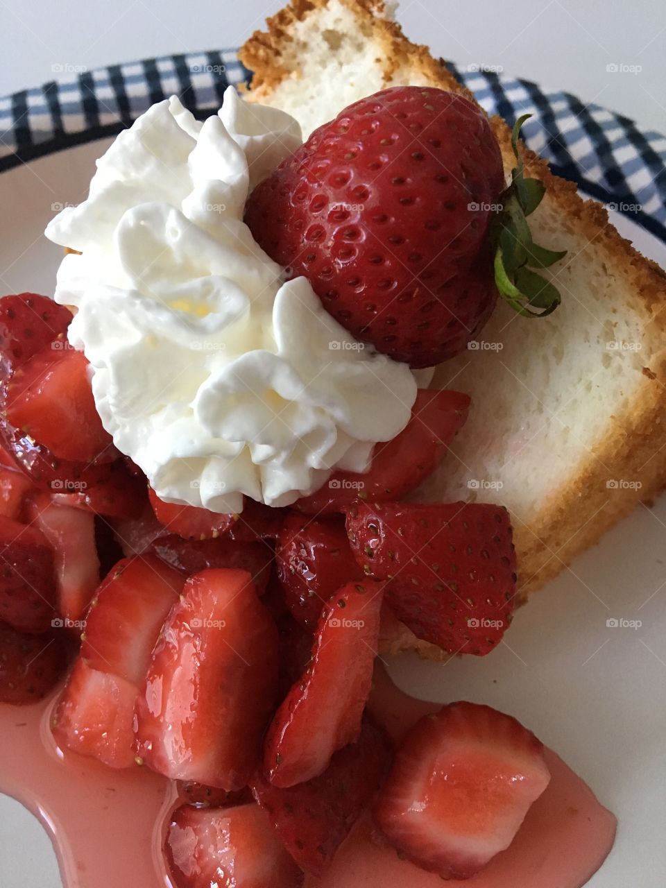 Strawberries on Angel Food Cake