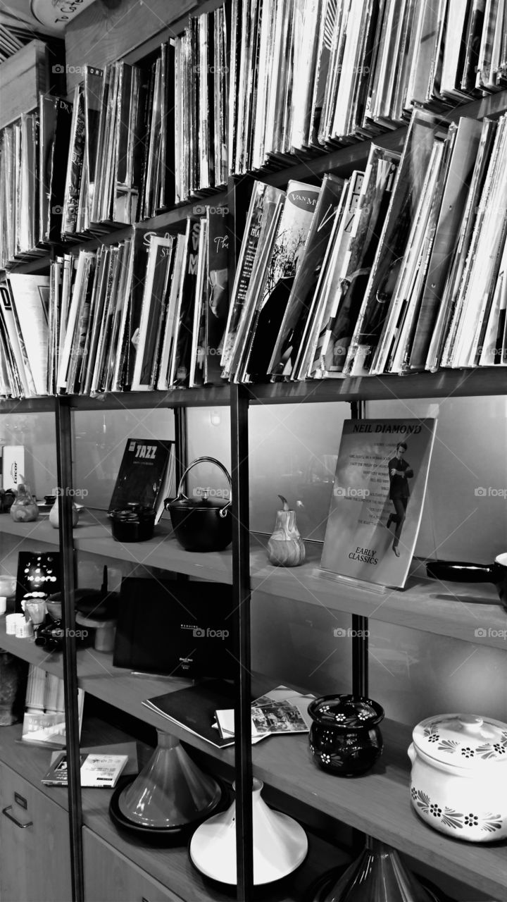 Shelf with records