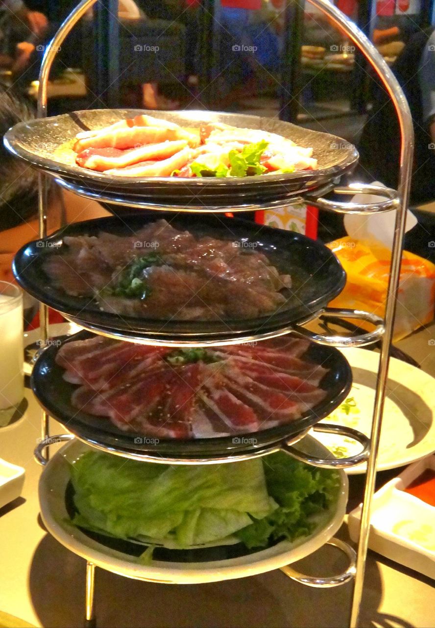 Barbecue Pan Tower and barbecue plate