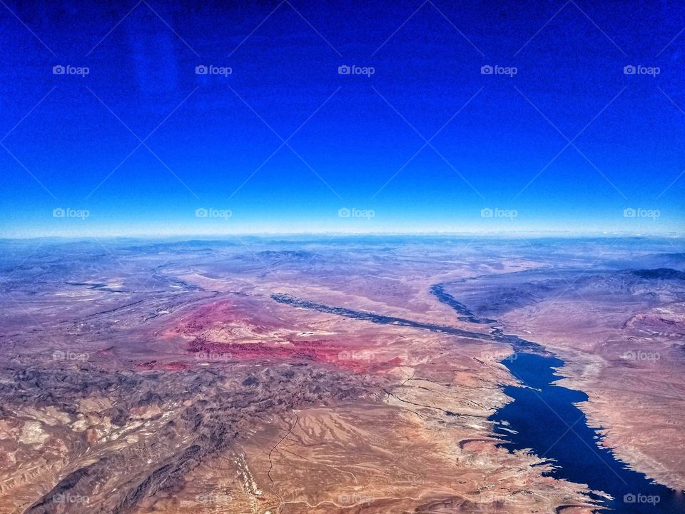 Amazing horizon from 30 000 feet over the desert