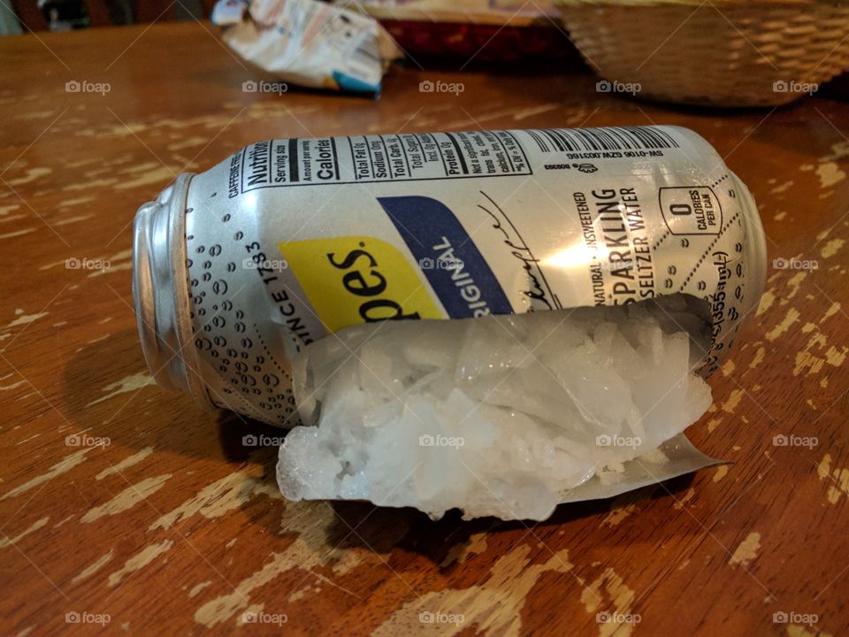 soda can in freezer
