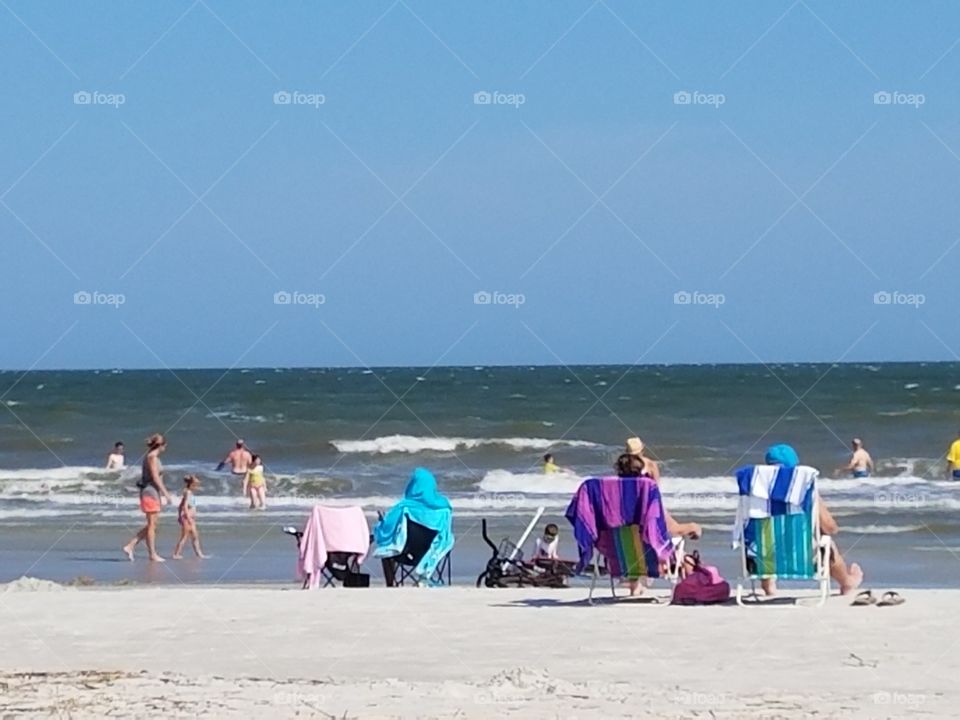 beach, family, sand