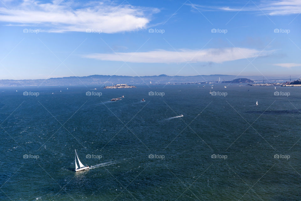 View on San Francisco from the Golden Gate bridge