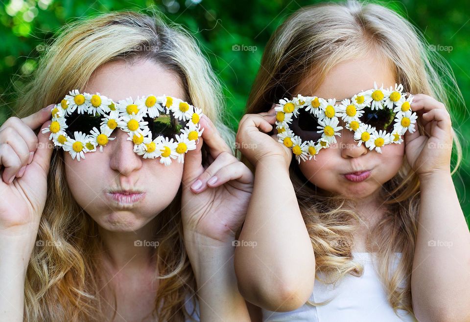 Happy spring mood, mom and daughter 