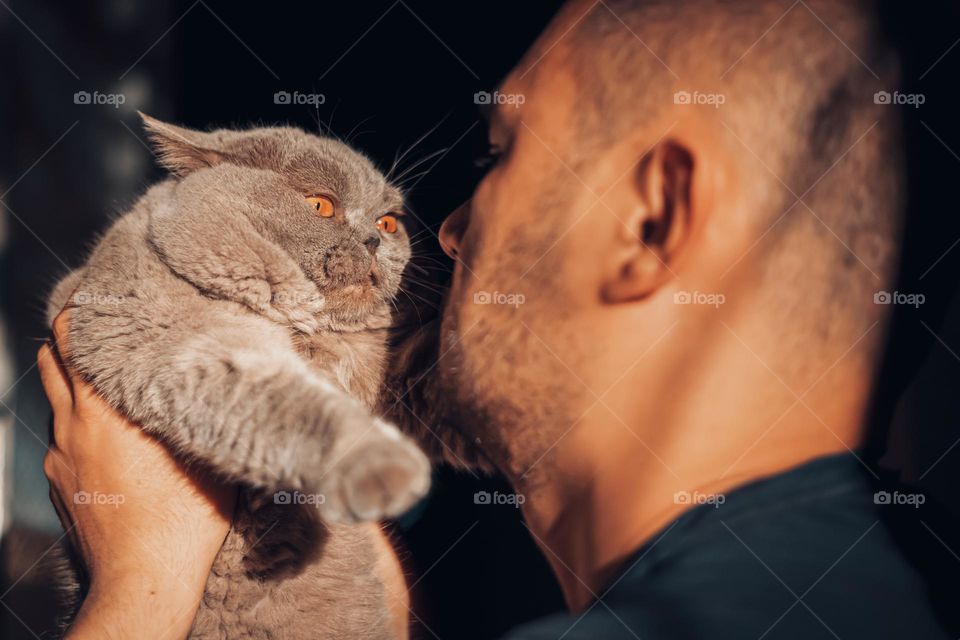 cat and owner have conversation