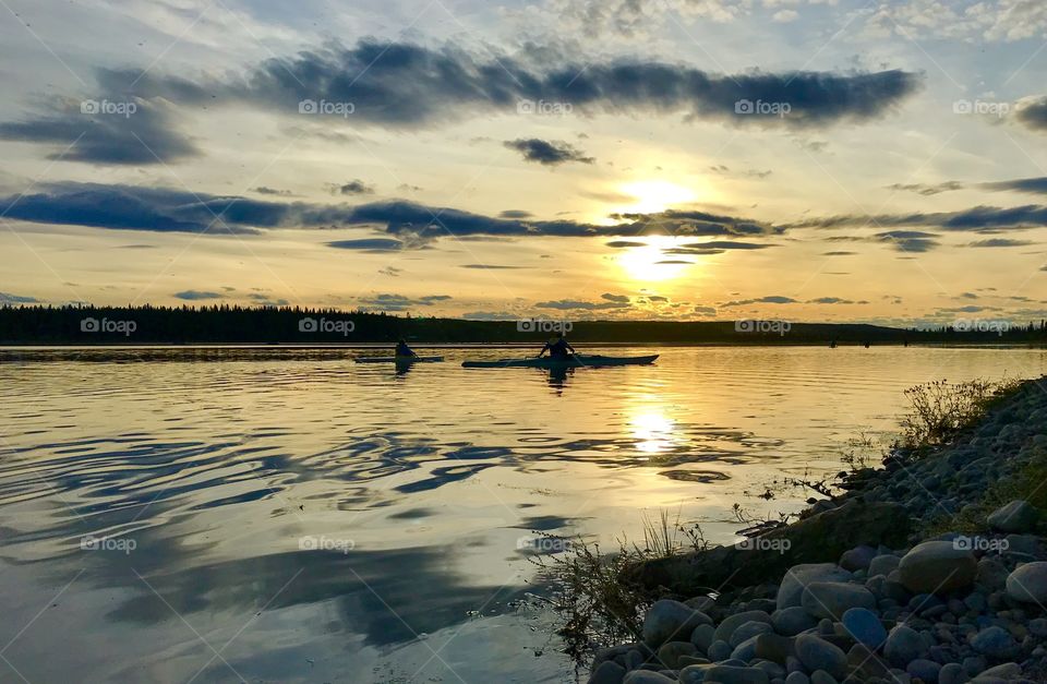 Enjoying the sunset while out on a kayak in Alberta 