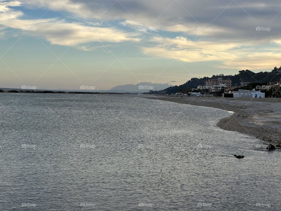 Coastal view with Majella mountain at the horizon 