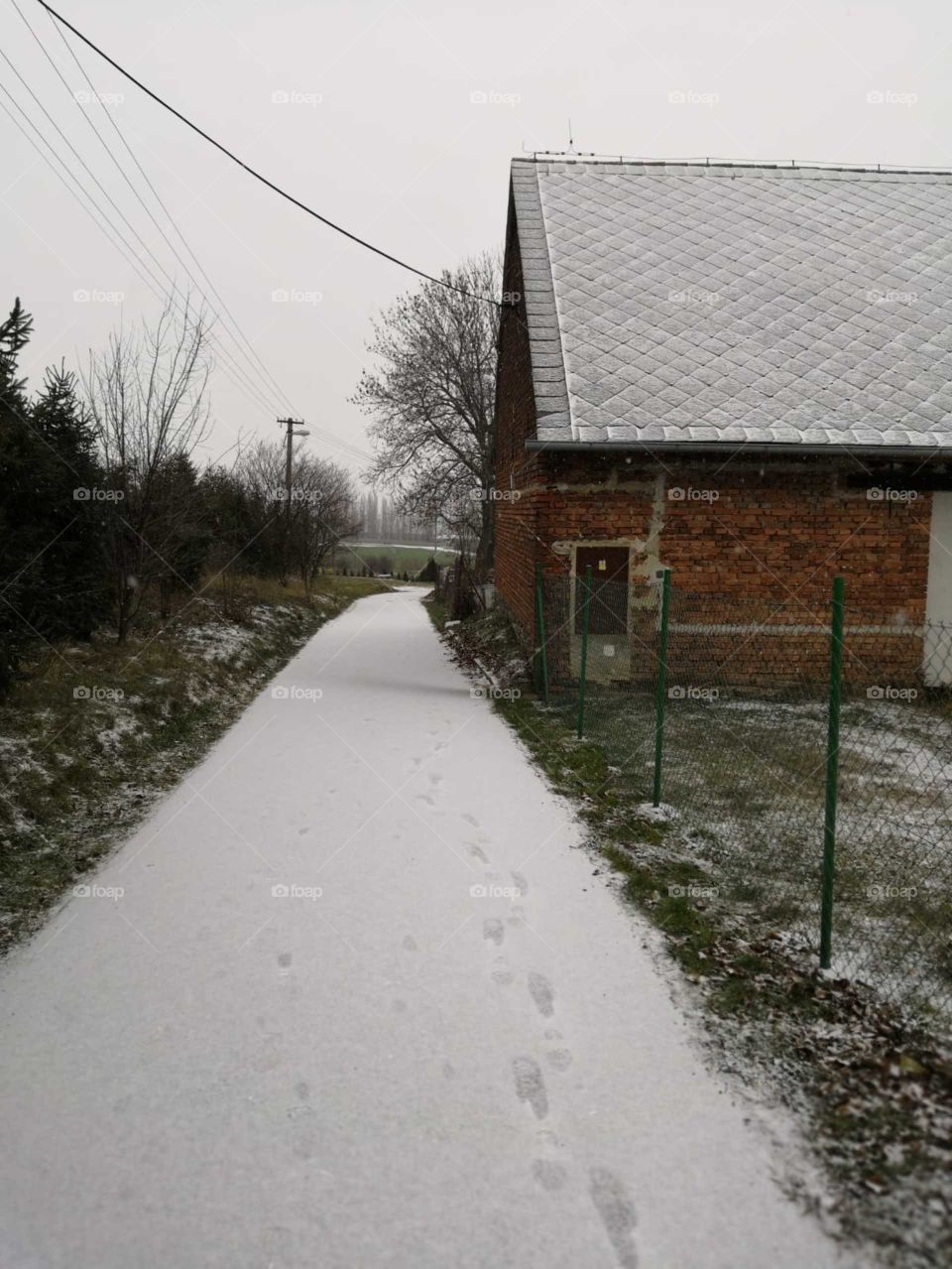 Beginning of winter in the Czech republic with snow