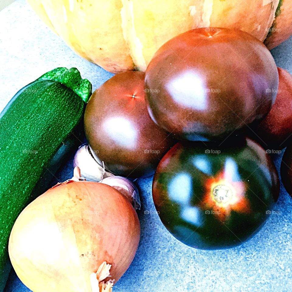 Tomatoes Brown Zucchini Green Onion Garlic Pumpkin 