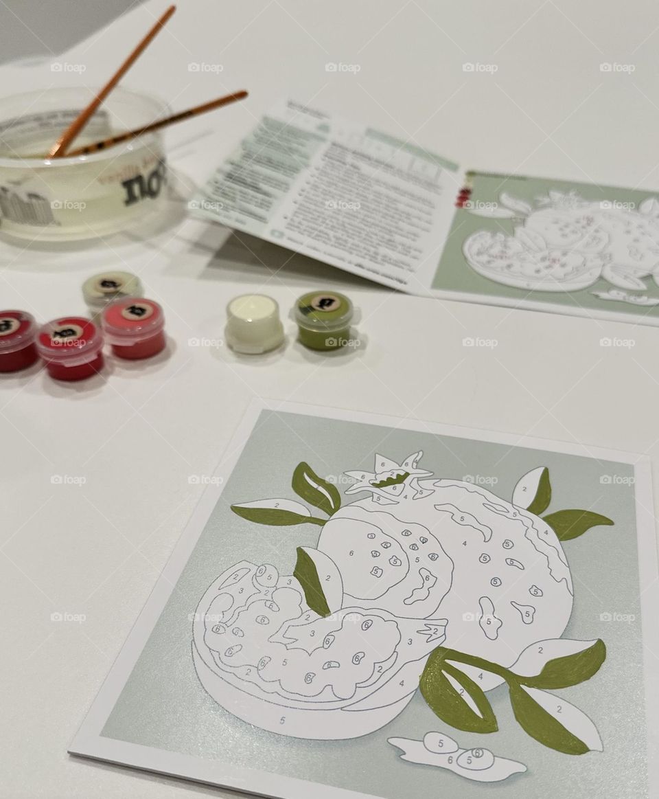 Painting a paint by number, fun hobbies to pass time, crafting as a hobby, paint by number painting