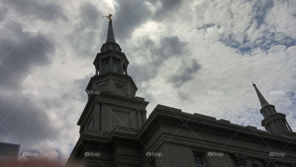 Philadelphia LDS Temple with Cloudy Sky