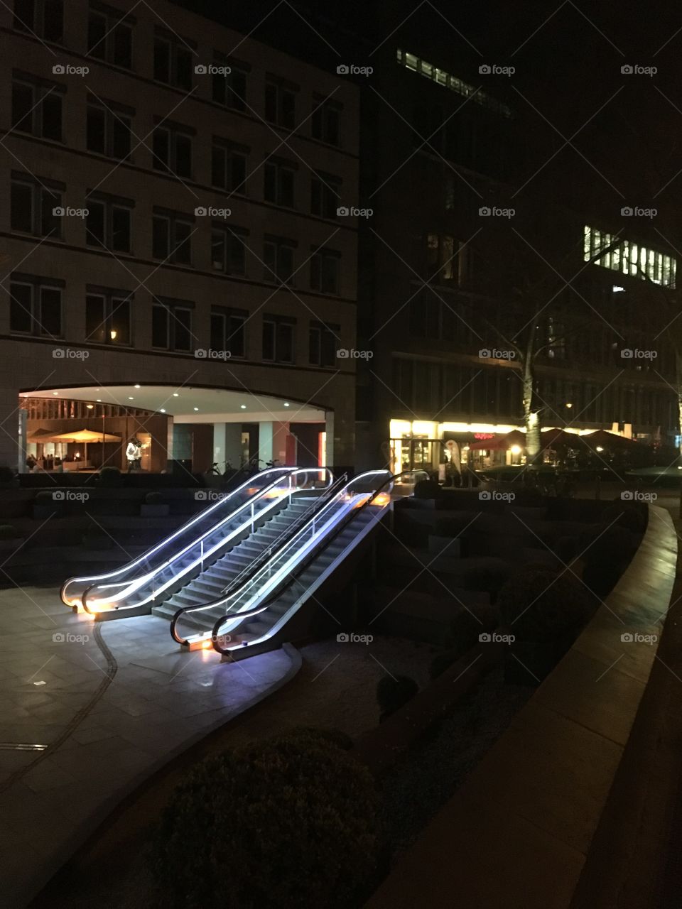 A lit Staircase in the city