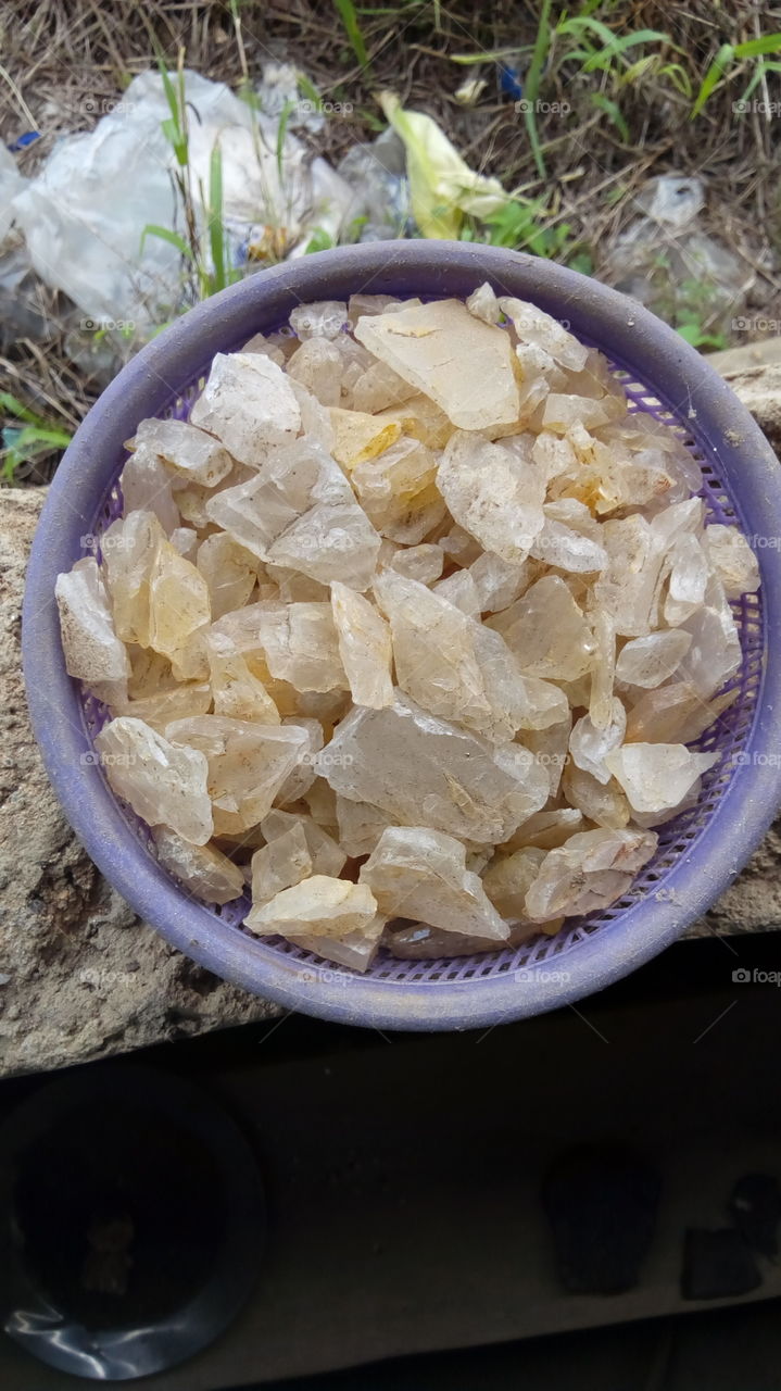quartz in basket , clear quartz ,beautiful quartz