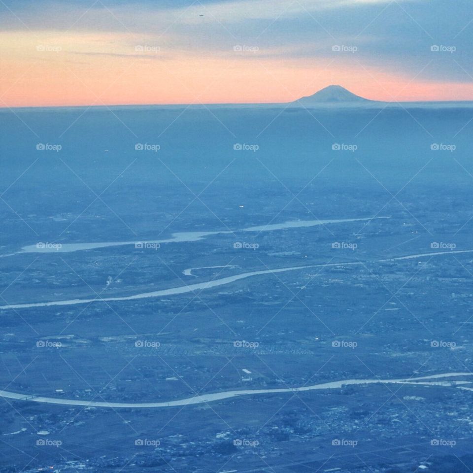 Aerial view of Mt Fuji . Enjoying the view of Mt Fuji from the airplane :) 