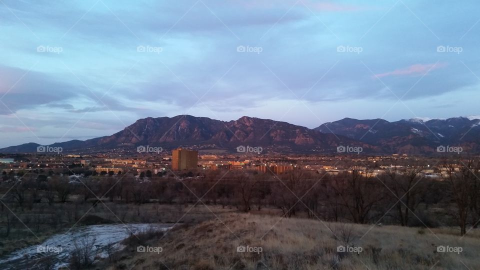 City at the base of the mountain