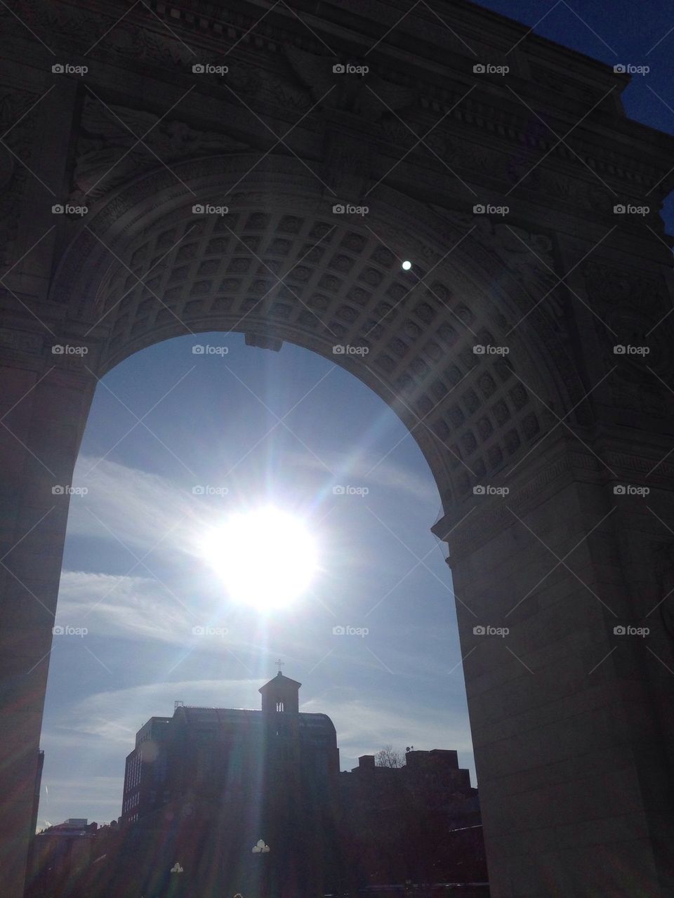 Brilliant day at NYU. The arch at NYU as the sun rises.