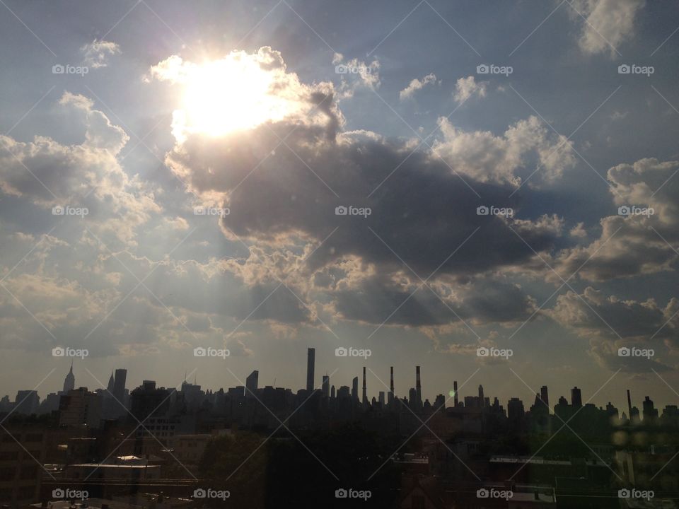Astoria. Astoria skyline from a fifth floor of a building on 33rd street.