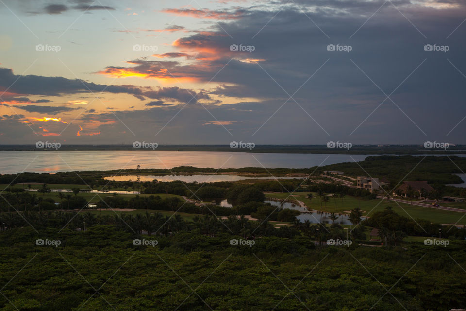 "CANCUN lagoon nichupte at sunset" 