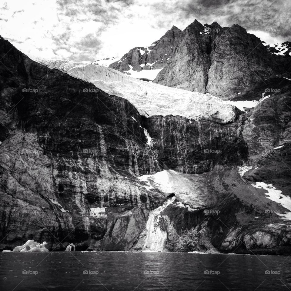 Black and white arctic glacier of Svalbard.