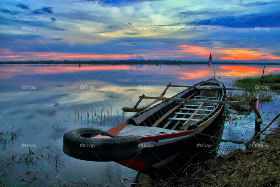sunset at Galuh Cempaka Lake, South Borneo, Indonesia.