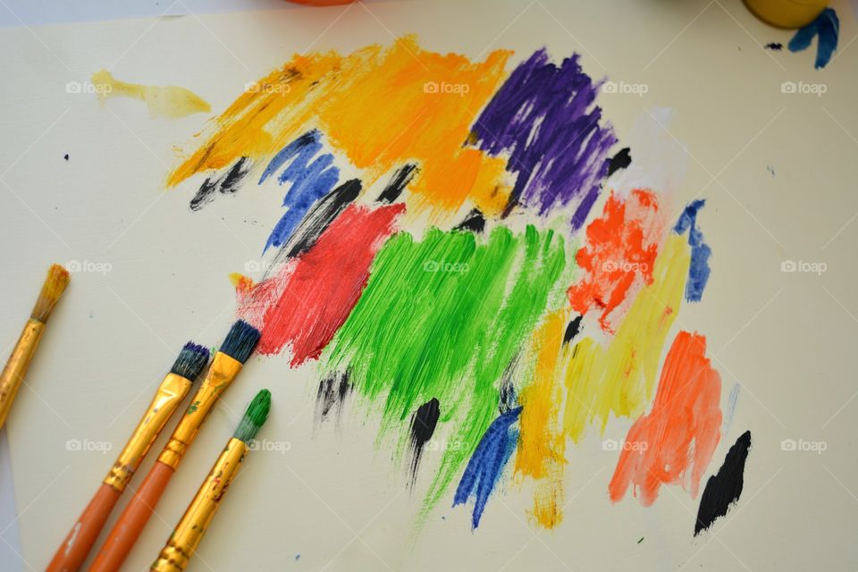 painting paint and brushes art colorful love top view