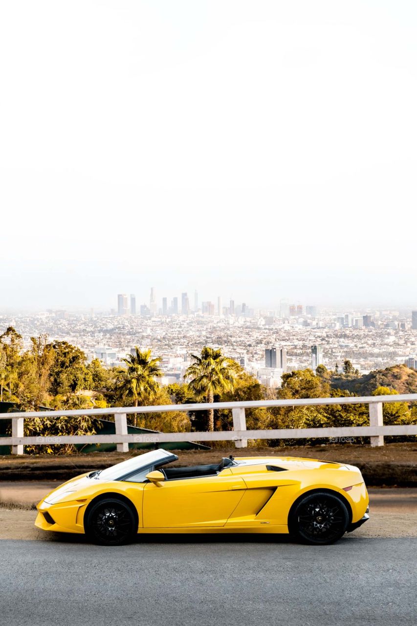 yellow car nice view