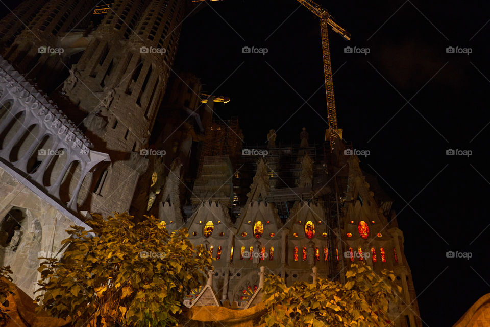 Night view of the Sagrada Familia