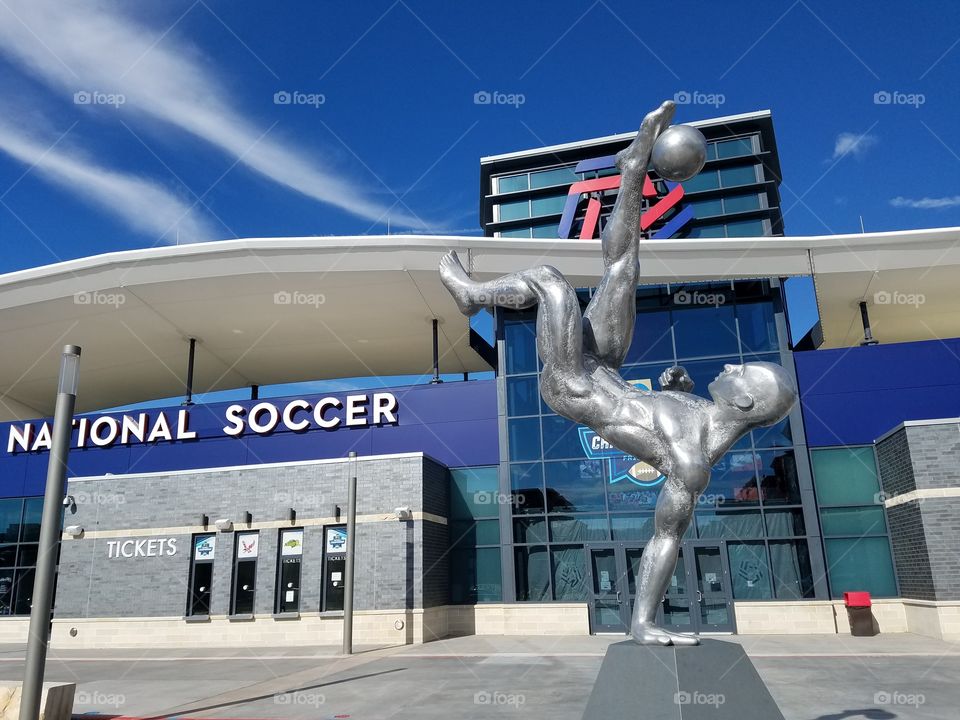 Soccer Hall of Fame with Statue of Bicycle Kick