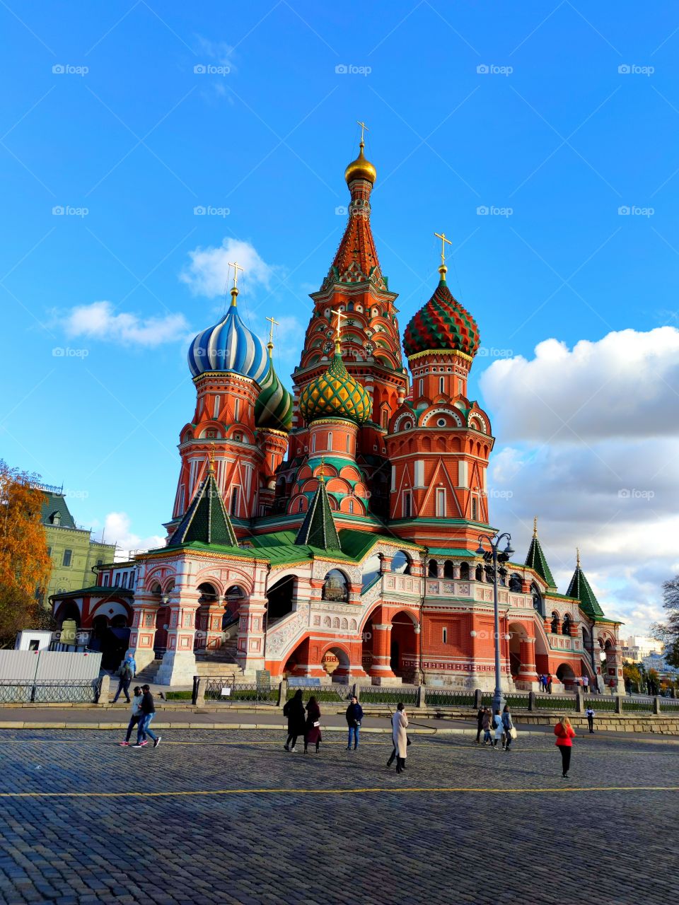 Moscow.  The Red Square.  View from the side of the Moscow Kremlin.  St. Basil's Cathedral