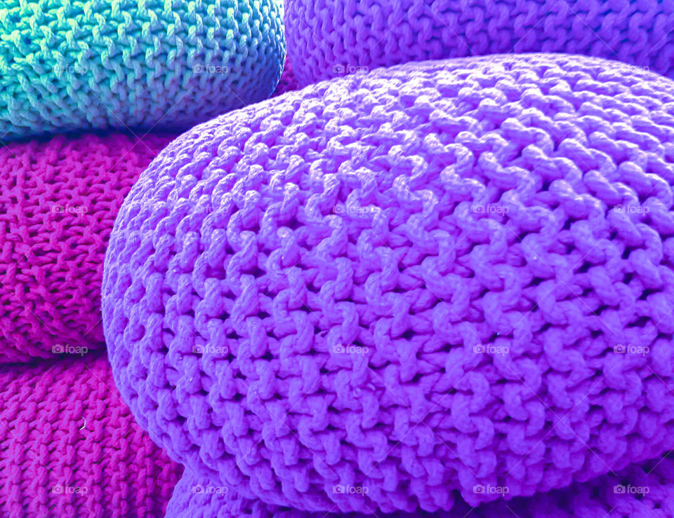 wool purple pouf