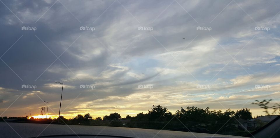 Sunset on the highway