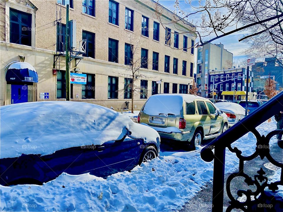 Four or more inches of snow on the ground means that even the car roofs are still amply covered on the next morning and that goes for every car, Even the windows on all sides are snowed in on some cars. 2022. Hypnotic Productions
