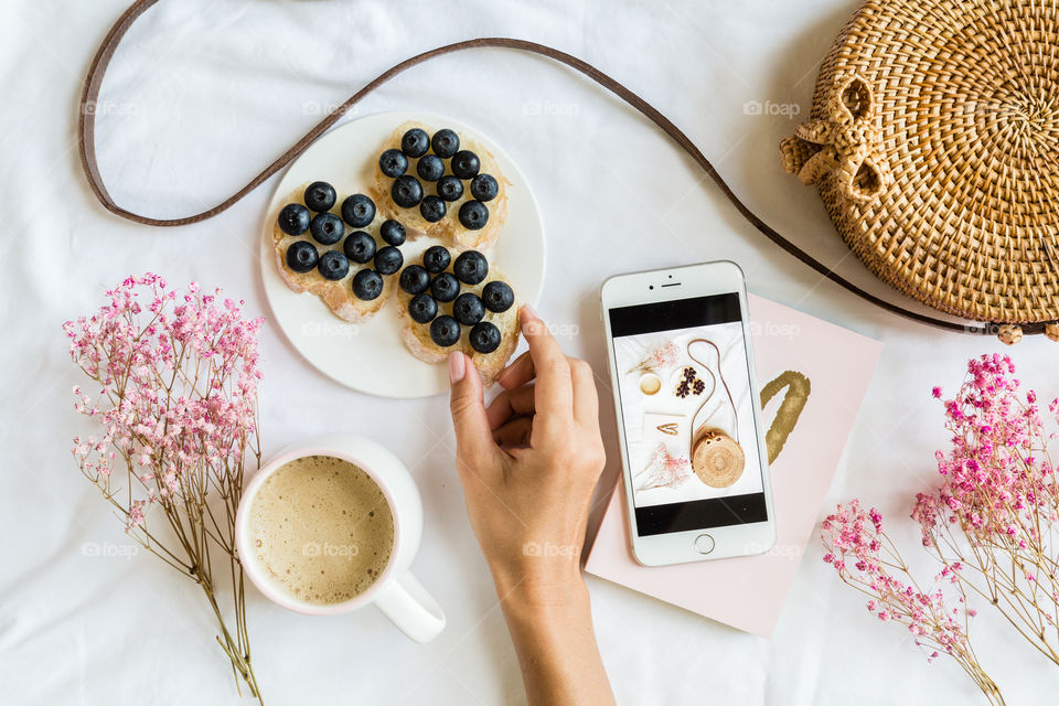 Flat lay with healthy snacks 