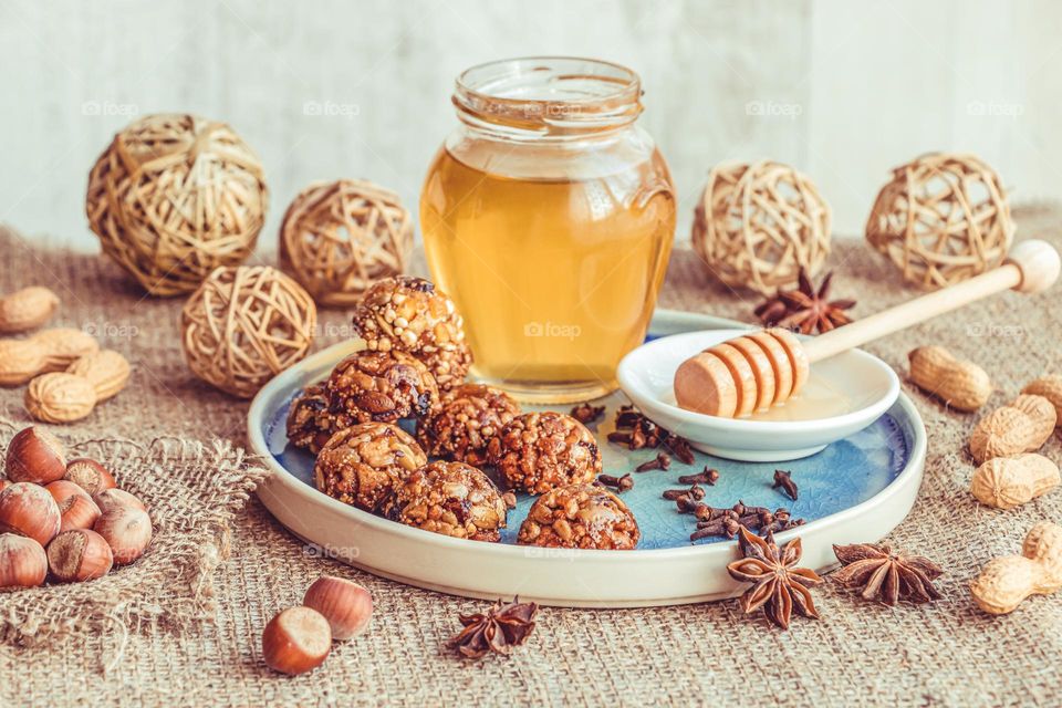 Raw candy made with honey and dried fruit.