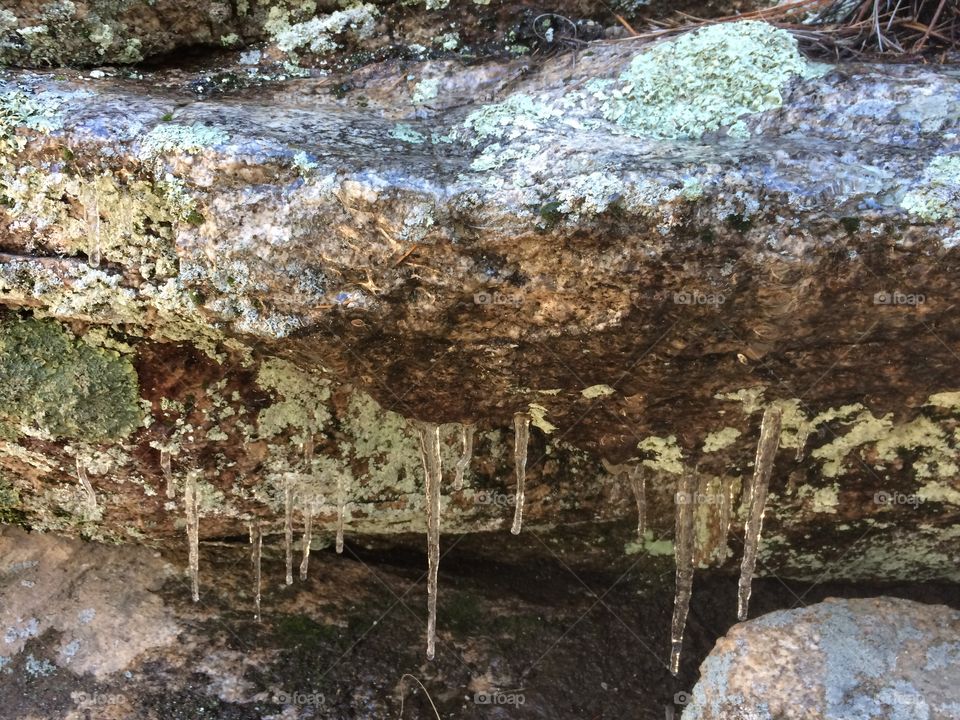 Icicles on a bright day. 