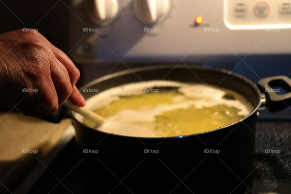 Grandma cooking dinner 