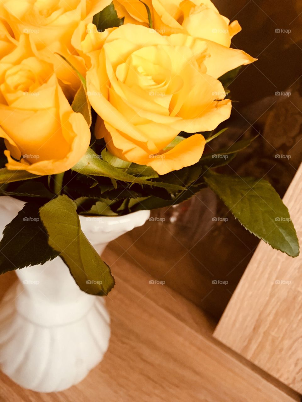 Yellow roses in a vase 