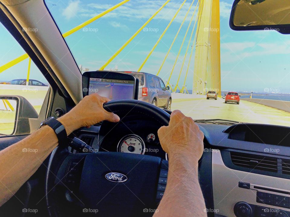 Driving over the bridge 