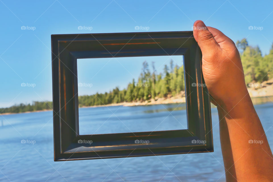 Framed lake view