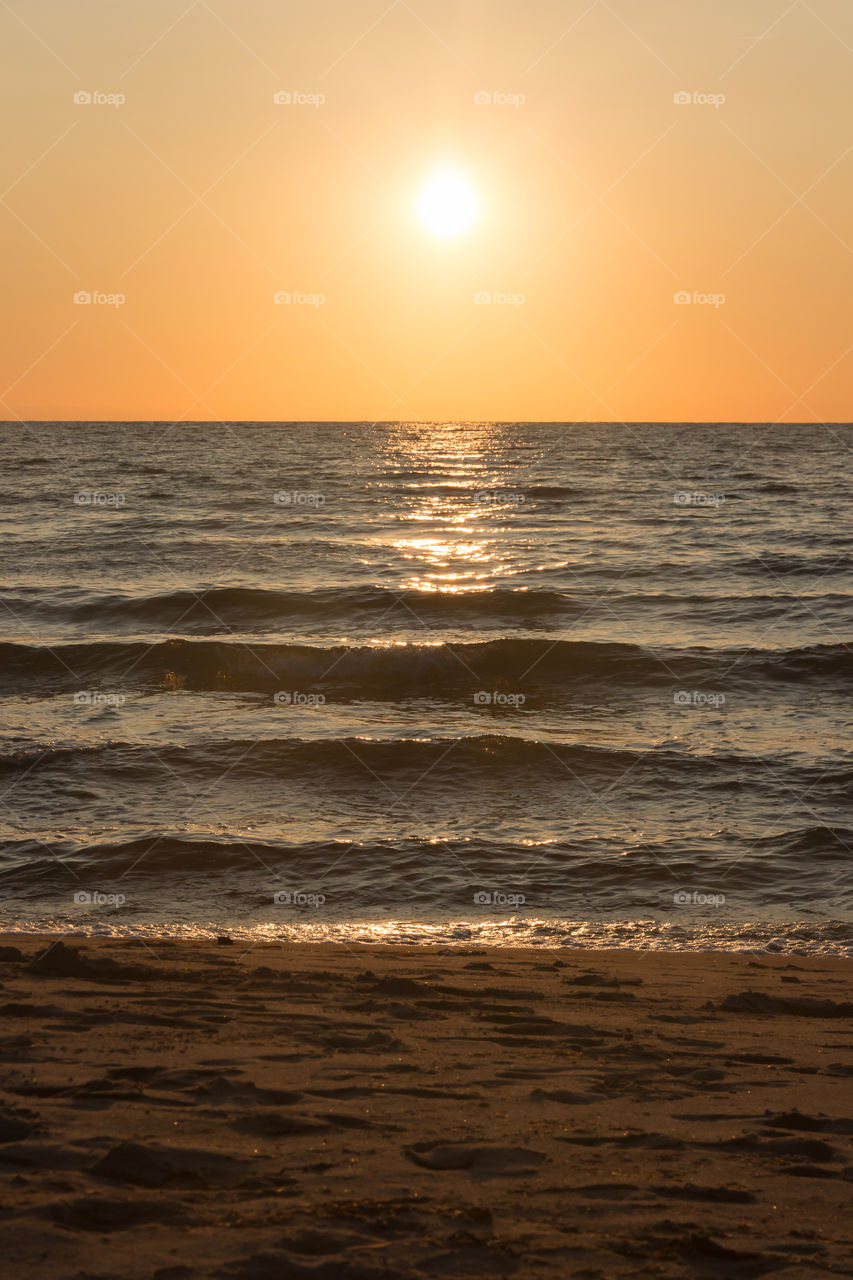 Colorful sunset by the ocean 
