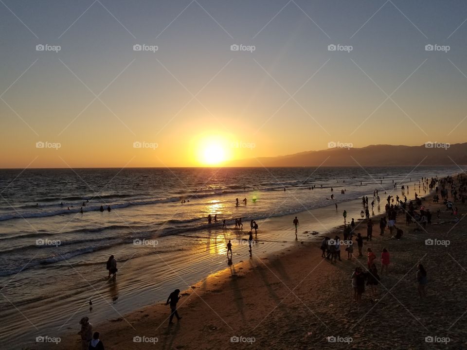 Sunset view of California beach