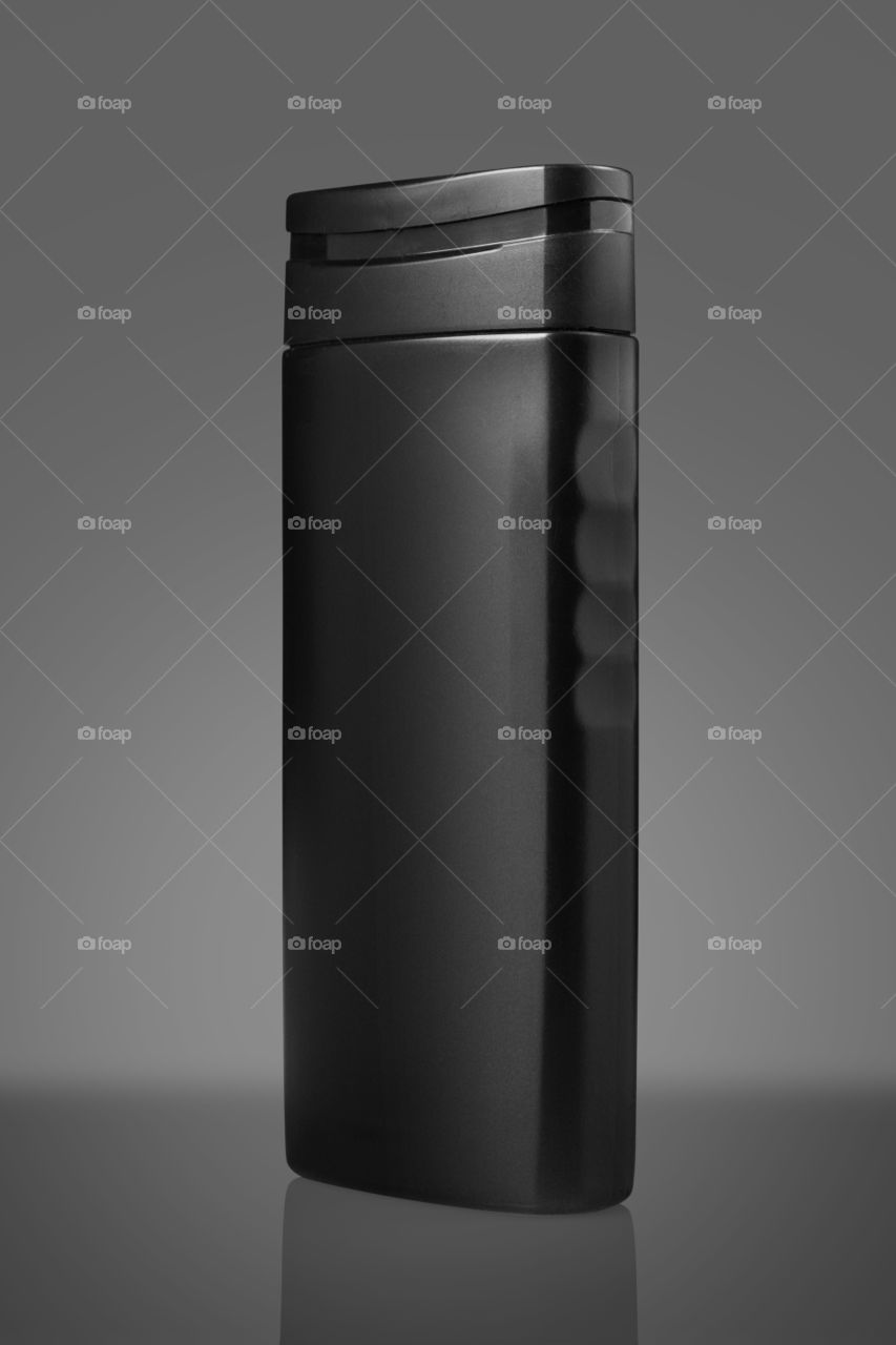 Black facewash or shampoo bottle for mockup