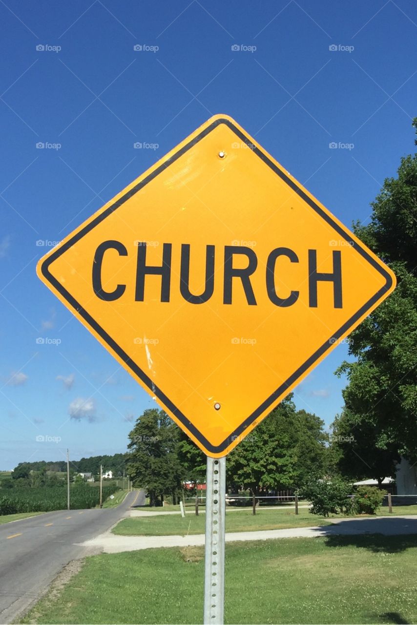 Caution sign "Church" found in Indiana.