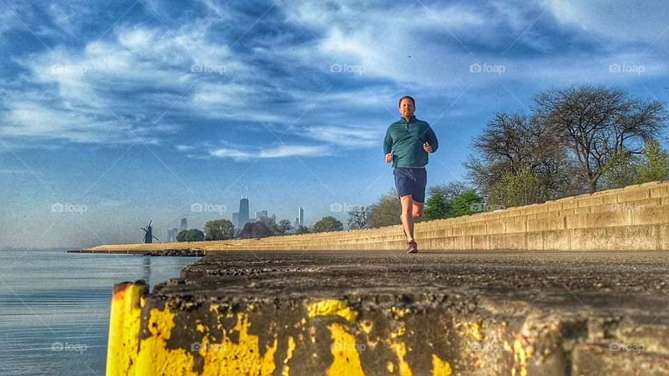 jogging on the boardwalk