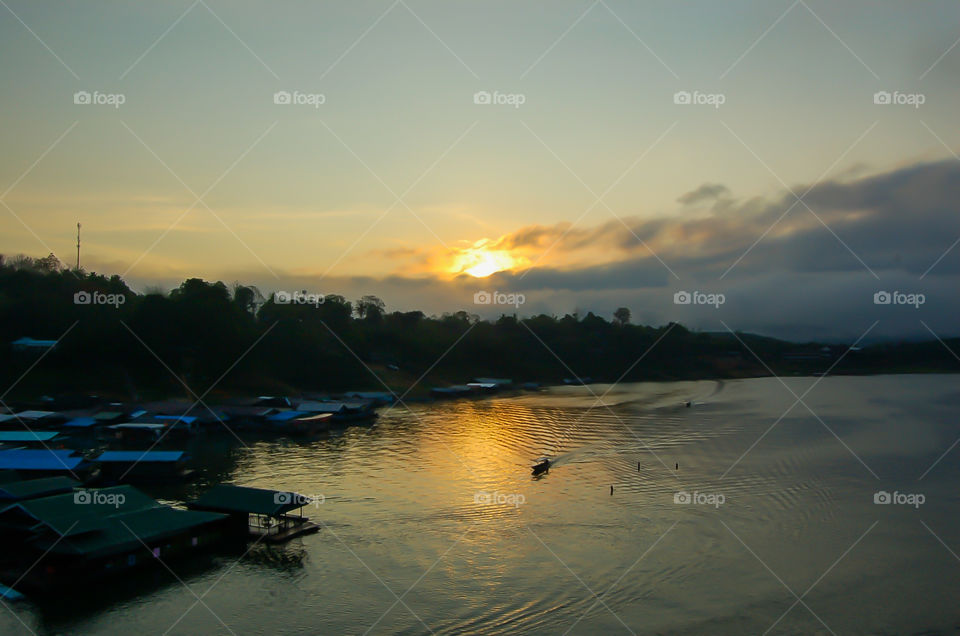 The beauty of Khao Laem reservoir in Kanchanaburi , Thailand.