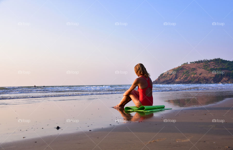 seaside beach relaxing yoga sunset sunrise sea ocean