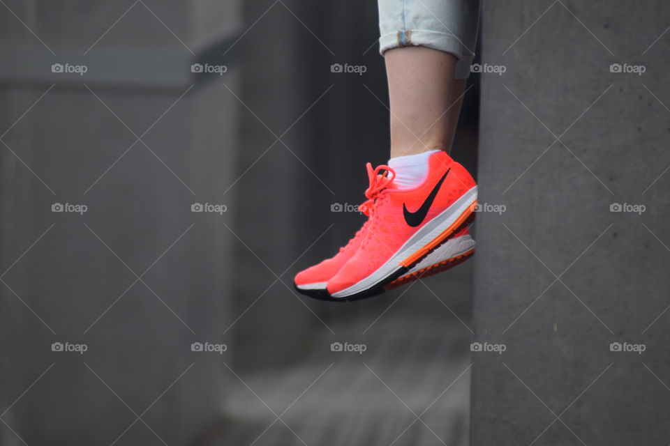 Nike Shoes. My sister is sitting on the jewish monument in berlin