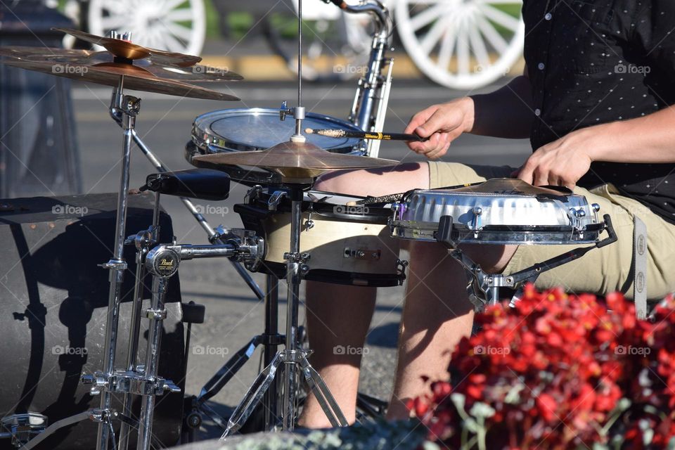 Playing drums 