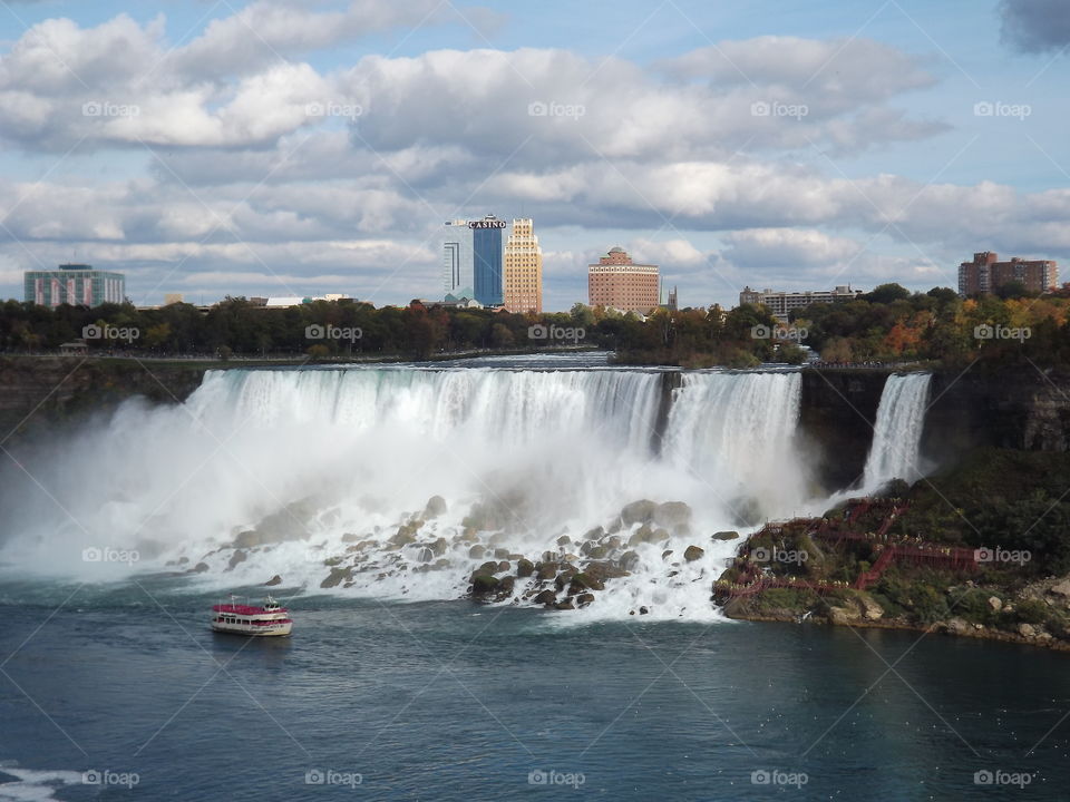 Niagara Falls and USA border panorama